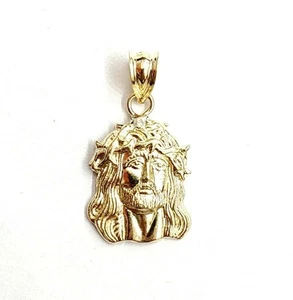 10k yellow gold Tiny Jesus face head pendant charm fine religious jewelry 1.2g - Picture 1 of 12