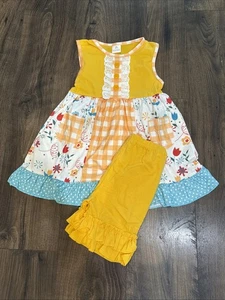 NEW Boutique Floral Tunic & Shorts Girls Outfit Set Size 6/7 - Picture 1 of 8