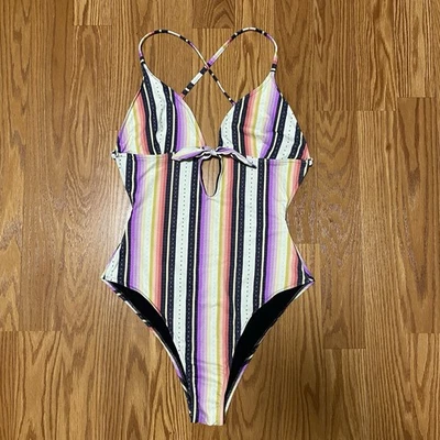 Traje de baño RIPCURL de una pieza para mujer XL a rayas correas ajustables espalda abierta Foto 1 de 4