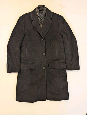 Hugo Boss Mens Szoran Insulated Winter Wool Cashmere Black Coat Jacket 42L Long - Image 1 of 4