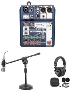 Gaming Twitch Stream Recording Bundle Soundcraft Mixer+Headphones+Mic+Boom Stand - Picture 1 of 11