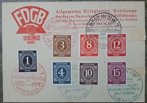 FDGB Conference of The Free German Trade Union Occupation World War 1946 Card - Picture 1 of 2
