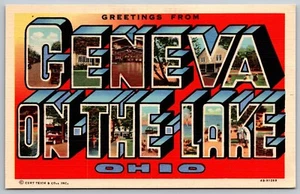 Postcard LARGE LETTER Greetings from GENEVA-ON-THE-LAKE Ohio *A6111 - Picture 1 of 2