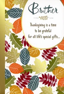 Happy THANKSGIVING Greeting Card FOR BROTHER, Fall Leaves by Hallmark + Envelope - Picture 1 of 5