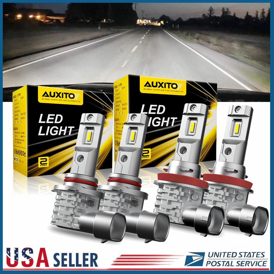 AUXITO 9005 H11 LED Headlight Kit Combo Bulb High Low Beam Xenon White 40000LM - Image 1 of 4