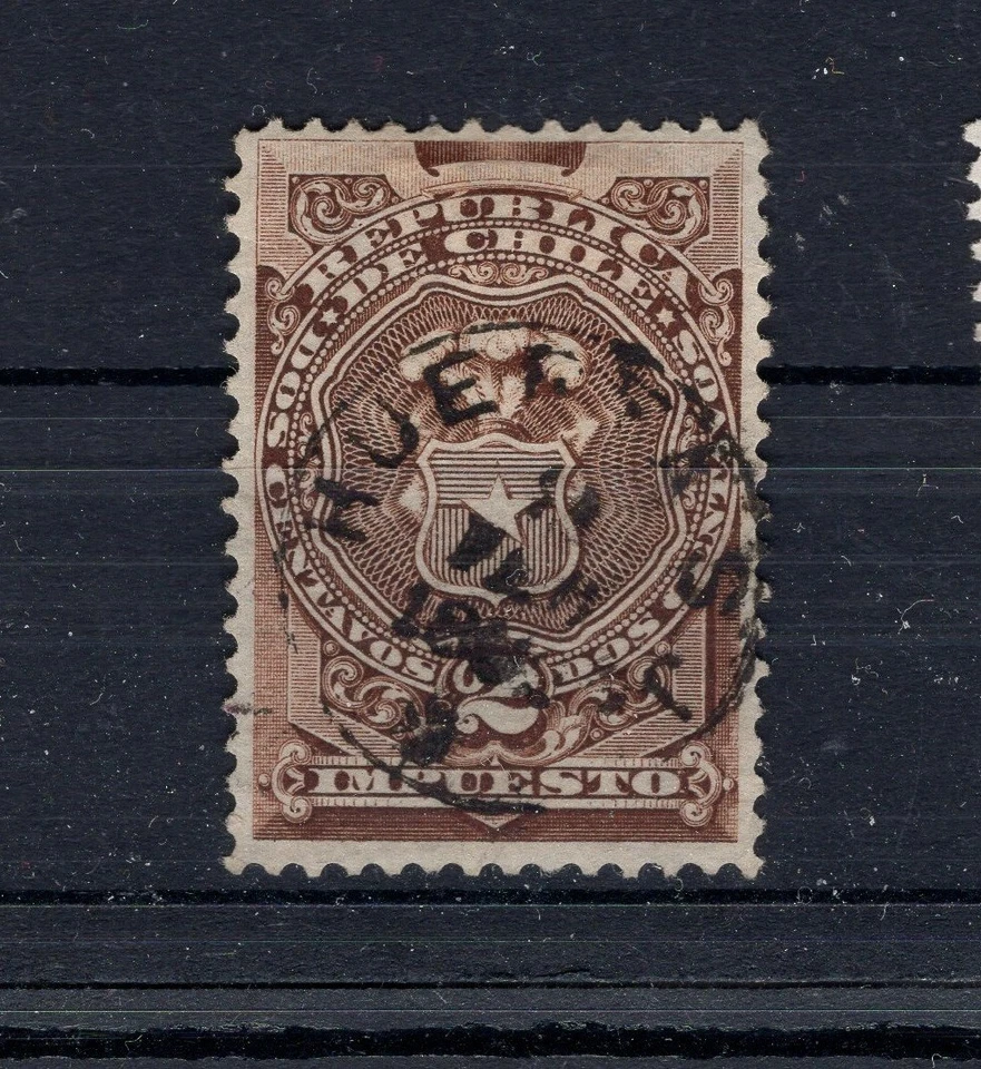 CHILE Revolution 188X HUERTA SAN JAVIER on tax revenue stamp 2c brown - Image 1 of 1