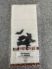 Pier 1  ~ "THE WITCH IS IN"  Halloween Bath Guest Towel Pom Poms 26" x 16" NWT