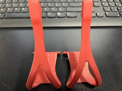 Red Christophe France Pedals Medium Toe Clips Pedals Road Bike Bicycle Nylon  - Image 1 of 3