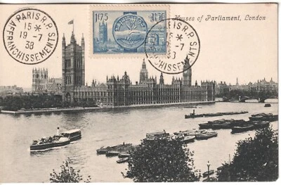 France Maximum Card 1938 Royal Visit George VI Paris FDC .House of Parliament - Image 1 of 2