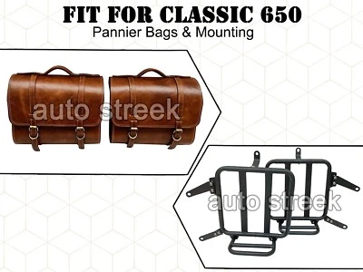 Para Royal Enfield Classic 650 BOLSAS DE SADDLE DE CUERO GENUINO Y MONTAJE D20 - Imagen 1 de 4