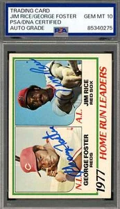 Jim Rice George Foster Gem Mint 10 PSA DNA Signed 1978 Topps 1977 Leaders Auto - Picture 1 of 1
