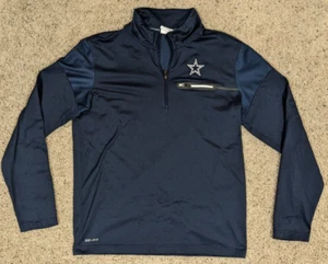 Dallas Cowboys Sweatshirt Mens Medium Blue Nike Pullover Lightweight Zip Dri-Fit - Picture 1 of 8