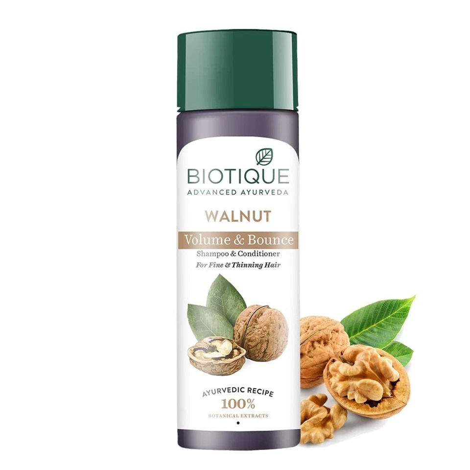 Champú y acondicionador Biotique Walnut Volume & Bounce para adelgazar el cabello 190 ml Foto 1 de 4
