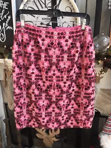 ULTIMO women's pink beaded above the knee length skirt 100% silk sz 8 - Picture 1 of 6