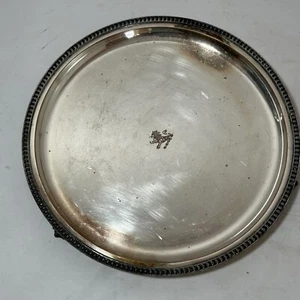 Silverplate Prill Silver Co Footed Tray 10” Lion Crest Etching Claw Feet Vintage - Picture 1 of 15
