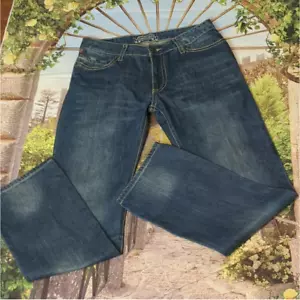 ROBINS jeans lunga patta bronzo tasche borchiate taglia 32 - Foto 1 di 9