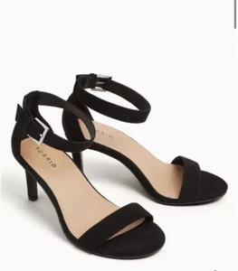 Torrid Black Faux Suede Ankle Strap Stiletto Heel (WW) Women’s Size 7W - Picture 1 of 9