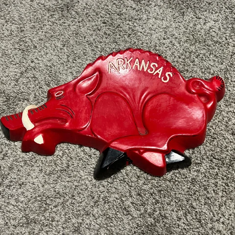 Vintage ARKANSAS RAZORBACK CHALKWARE Wall Plaque Chalk Cover