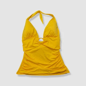 Carmen Marc Valvo Women's Yellow Deep V-Neck Tankini Top Swimwear Size L - Picture 1 of 3