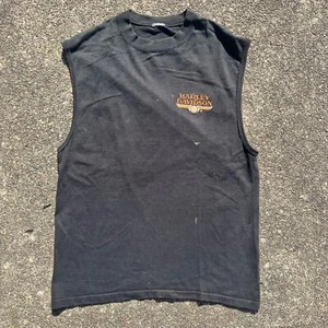 Camiseta sin mangas Harley Davidson vintage negra para hombre talla pequeña - Imagen 1 de 5