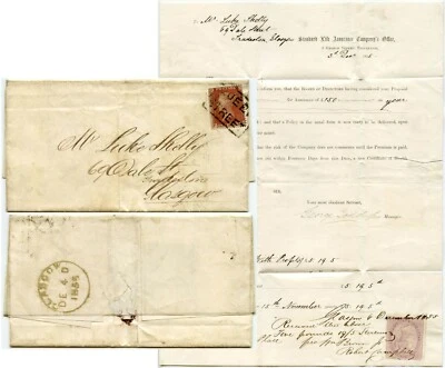 1855 SCOTS LOCAL PMK QUEEN STREET BOXED as CANCEL of ORIGIN STANDARD LIFE LETTER - Image 1 of 4