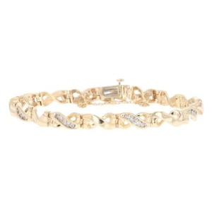 .59ctw Diamond Crisscross Link 7.25" Tennis Bracelet 10k Yellow Gold 12.75 Grams - Picture 1 of 7