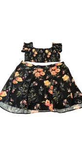 Torrid Floral Challis Hi Low Skirt Set Womens Plus Size 4X Black Ruffle Trim - Picture 1 of 11