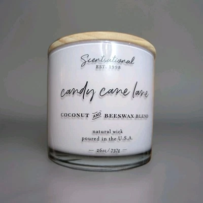 Scentsational 26oz CANDY CANE LANE Coconut & Beeswax Candle 3-Natural Wicks - Image 1 of 3