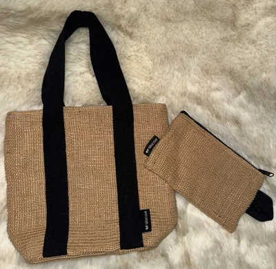 Bolso de Mano Wacoal Yute y Algodón Doble Correa con Muñequera a Juego Playa Viaje Foto 1 de 4