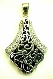 Sharp 54 stone Crystal Rhinestone set Pendant Sterling Silver 2" - Picture 1 of 11