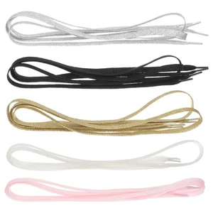5 Pairs Metal Glitter Flat Lace Shoes Laces for Sneakers Colored Shoelaces - Picture 1 of 12