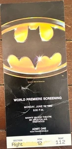 Batman World Premiere Screening Pass June 19, 1989 At Mann’s Village Theatre - Picture 1 of 2