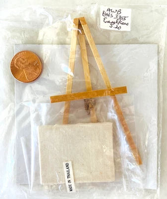 Dollhouse Miniature Artist's Blank Canvas & Wood Easel 1:12 Ready for Painting - Image 1 of 2
