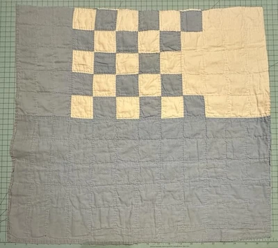 Vintage Cutter Quilt Piece 22” x 23”  Pretty Solid Blue And White  # 1 - Image 1 of 4