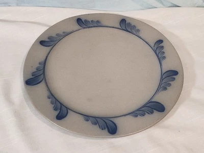 ROWE POTTERY Salt Glazed 10.75" Floral Pattern Dinner Plate - Image 1 of 4