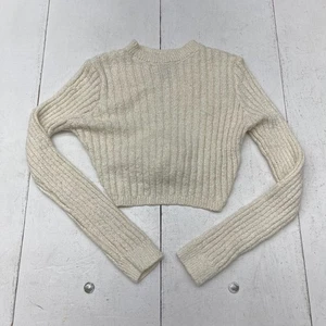 Suéter para mujer Forever 21 marfil manga larga acanalado espalda abierta talla mediana - Imagen 1 de 6