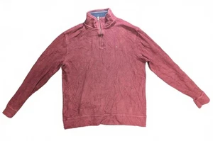 Men's Tommy Hilfiger 1/4 Zip Sweatshirt Red/Burgundy Pullover (Pre-Owned) - Picture 1 of 4