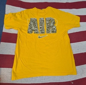 Vintage Y2K Nike Air Yellow T shirt Youth Size M Bubble Logo Swoosh Silver Tag - Picture 1 of 7