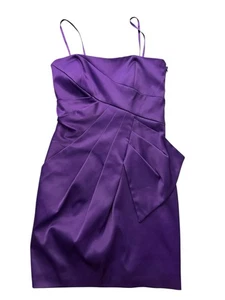 Max & Cleo Schleife vorne Mini Party Kleid lila Satin Abend figurbetont sexy Gr. 4 - Bild 1 von 11