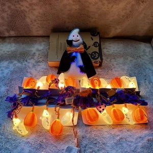 Halloween String Lights Blow Mold Avon Pumpkin Ghost + More New In Box Vintage - Picture 1 of 6