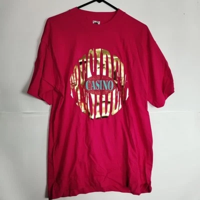 Camiseta Vintage President Casino Oro Años 90 Camiseta Rosa Rojo Magenta 21x31 Fotl Foto 1 de 4