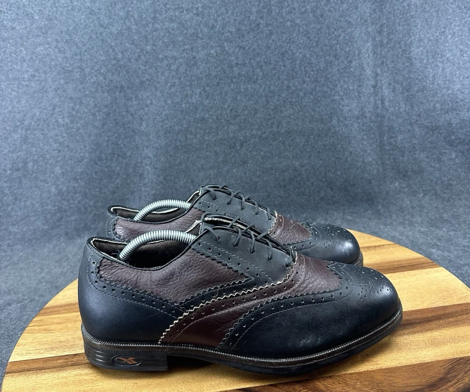 Zapatos de golf de colección REEBOK para hombre Oxford marrón negro botines con cordones talla 7,5 Gore-Tex Foto 1 de 4