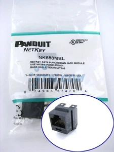 Panduit NetKey NK688MBL Cat6 Keystone Jack Module, Black ~STSI - Picture 1 of 3