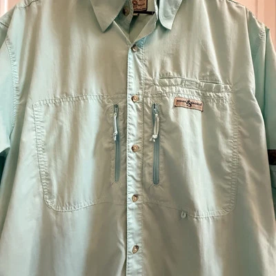Camisa Hook & Tackle Para Hombre Talla L Verde Pesca Abotonada S/S Exterior Protección Solar Foto 1 de 4