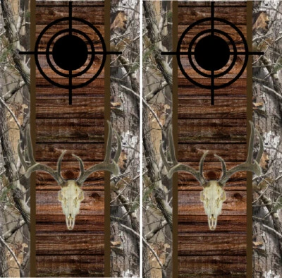 Deer Barnwood Cornhole Wrap Camo Boards Decals Bag Toss Game Stickers  - Image 1 of 4