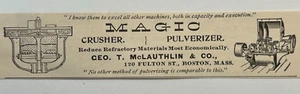 Pulverizador trituradora mágica con anuncio impreso vintage George McLauthlin - Imagen 1 de 2