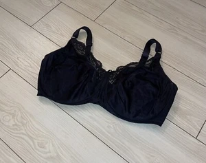 Vintage Lilyette 811 Unlined Full Coverage Underwire Bra Lace Trim 38DD Black - Picture 1 of 6