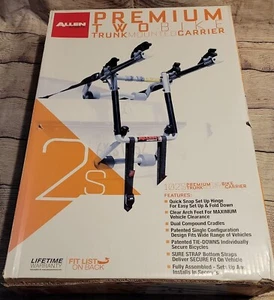 Allen Sports Deluxe 2-Bicycle Trunk Mounted Bike Rack Carrier 102S Black & White - Picture 1 of 11