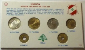 1952 1955 1961 LEBANON - UNC BU TYPE COIN SET (6) w/ 1952 SILVER 50 PIATRES - Picture 1 of 9