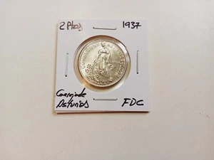 España 2 Pesetas 1937 Consejo de Asturias Flor de Cuño Perfecta Dificilísima Así - Imagen 1 de 7